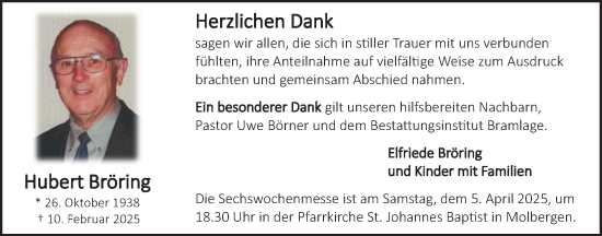 Anzeige von Hubert Bröring von OM-Medien