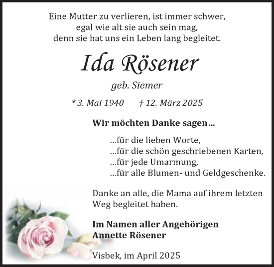 Anzeige von Ida Rösener von OM-Medien