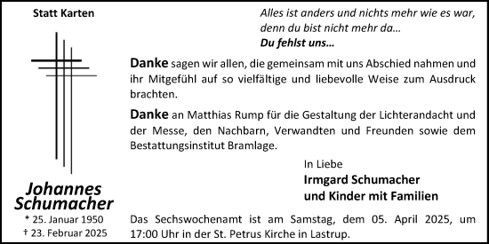 Anzeige von Johannes Schumacher von OM-Medien