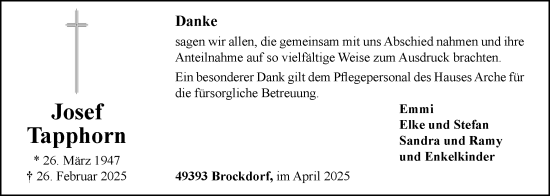 Anzeige von Josef Tapphorn von OM-Medien