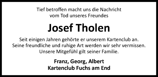 Anzeige von Josef Tholen von OM-Medien