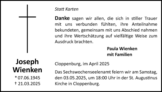 Anzeige von Joseph Wienken von OM-Medien