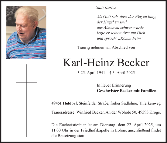 Anzeige von Karl-Heinz Becker von OM-Medien