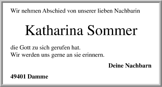 Anzeige von Katharina Sommer von OM-Medien