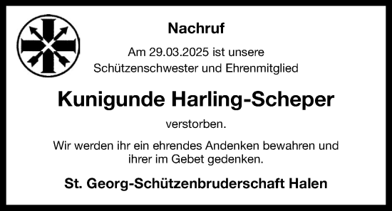 Anzeige von Kunigunde Harling-Scheper von OM-Medien