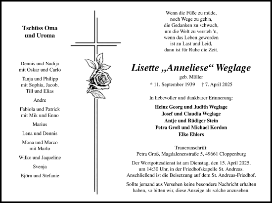 Anzeige von Lisette Weglage von OM-Medien