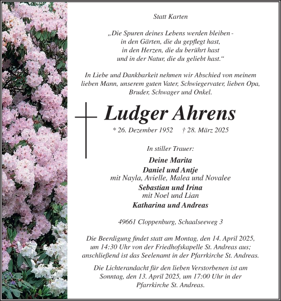 Anzeige von Ludger Ahrens von OM-Medien