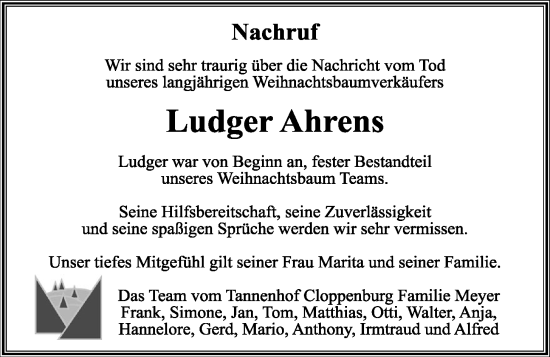 Anzeige von Ludger Ahrens von OM-Medien