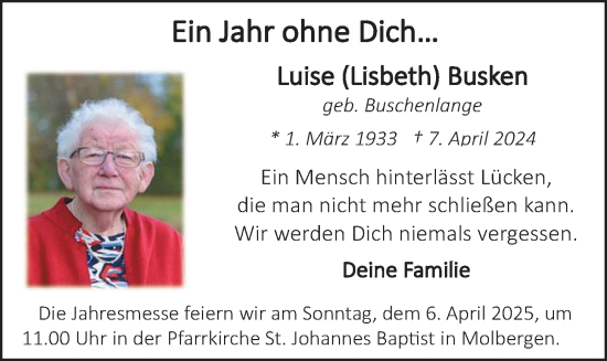 Anzeige von Luise Busken von OM-Medien