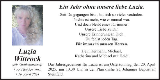 Anzeige von Luzia Wittrock von OM-Medien