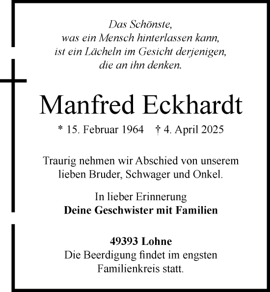 Anzeige von Manfred Eckhardt von OM-Medien
