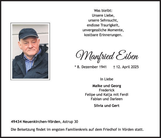 Anzeige von Manfried Eiben von OM-Medien