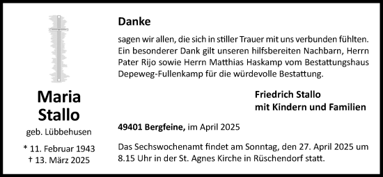 Anzeige von Maria Stallo von OM-Medien