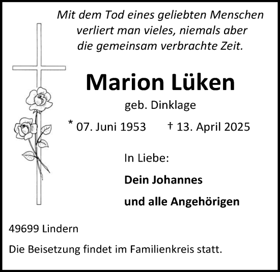 Anzeige von Marion Lüken von OM-Medien
