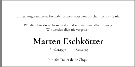 Anzeige von Marten  Eschkötter von OM-Medien