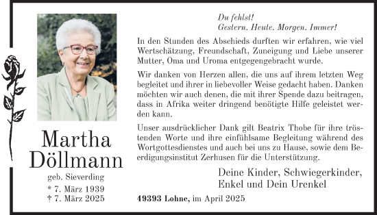 Anzeige von Martha Döllmann von OM-Medien