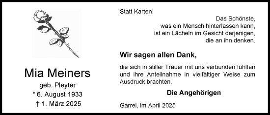 Anzeige von Mia Meiners von OM-Medien