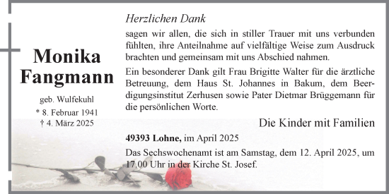 Anzeige von Monika Fangmann von OM-Medien