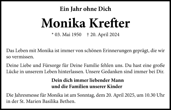 Anzeige von Monika Krefter von OM-Medien