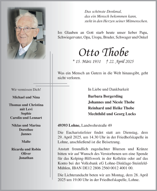 Anzeige von Otto Thobe von OM-Medien