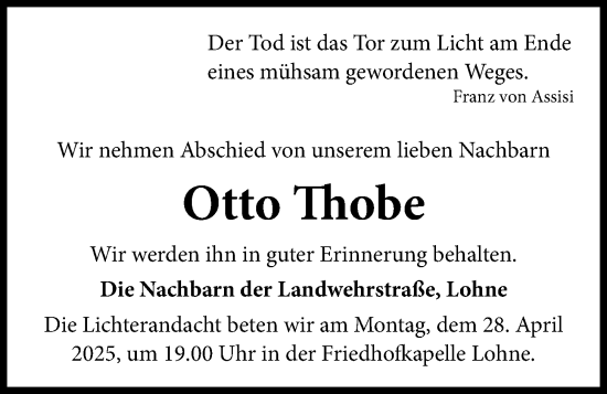 Anzeige von Otto Thobe von OM-Medien