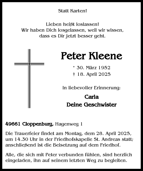 Anzeige von Peter Kleene von OM-Medien