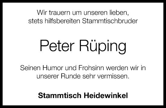 Anzeige von Peter Rüping von OM-Medien