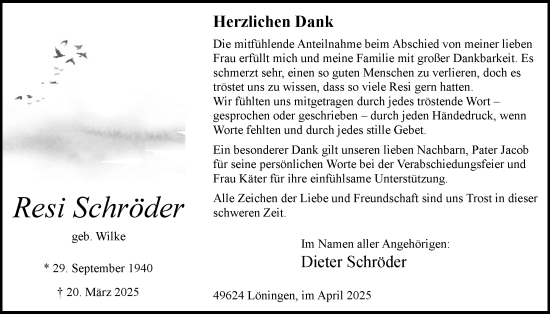 Anzeige von Resi Schröder von OM-Medien