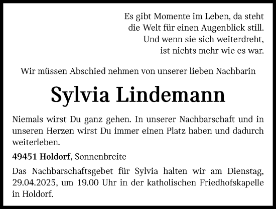 Anzeige von Sylvia Lindemann von OM-Medien