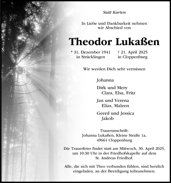 Anzeige von Theodor Lukaßen von OM-Medien