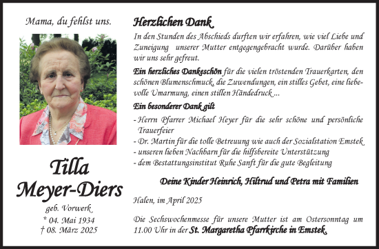 Anzeige von Tilla Meyer-Diers von OM-Medien