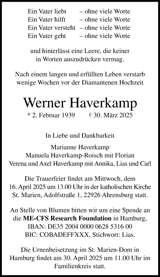 Anzeige von Werner Haverkamp von OM-Medien
