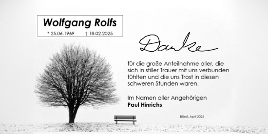 Anzeige von Wolfgang Rolfs von OM-Medien