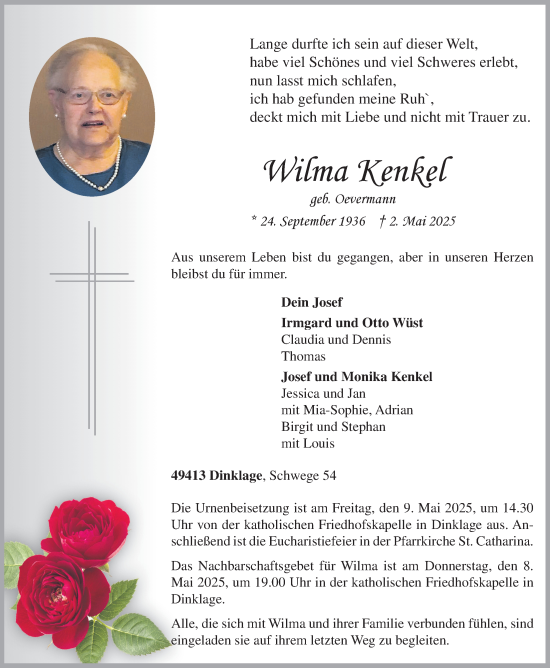 Anzeige von Wilma Kenkel  von OM-Medien