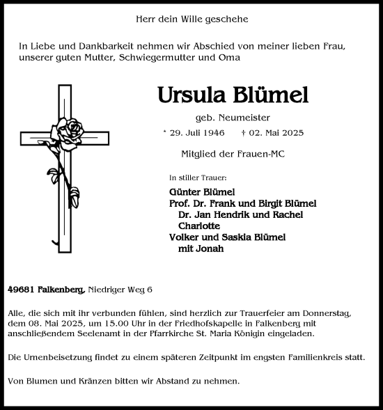 Anzeige von Ursula Blümel von OM-Medien