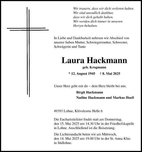 Anzeige von Laura Hackmann von OM-Medien