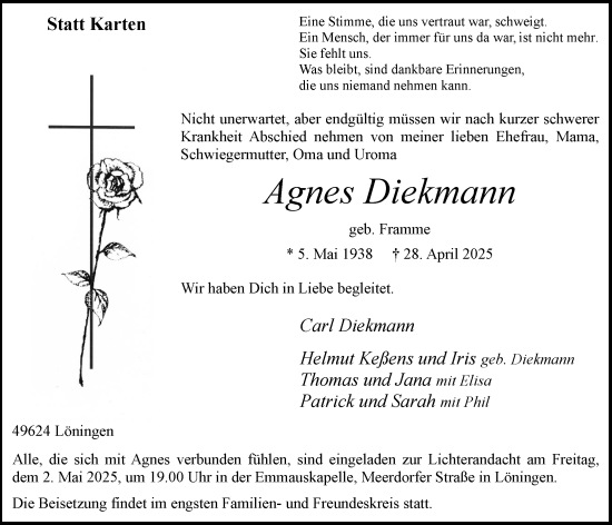 Anzeige von Agnes Diekmann von OM-Medien