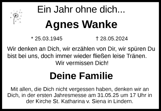 Anzeige von Agnes Wanke von OM-Medien