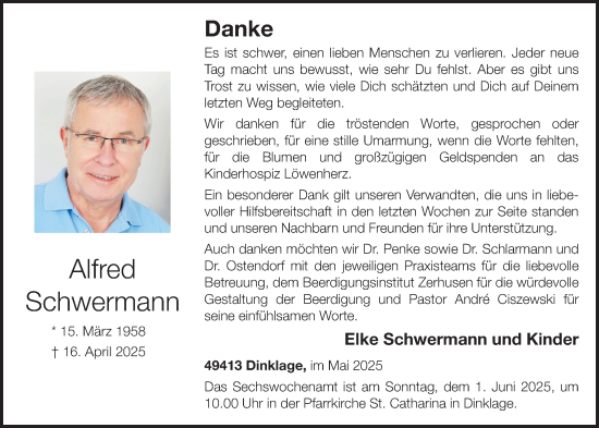 Anzeige von Alfred Schwermann von OM-Medien