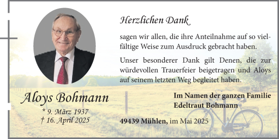 Anzeige von Aloys Bohmann von OM-Medien