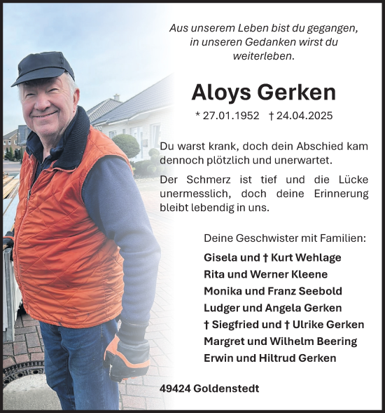 Anzeige von Aloys Gerken von OM-Medien