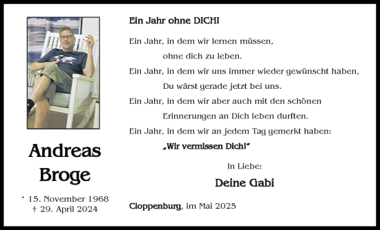 Anzeige von Andreas Broge von OM-Medien