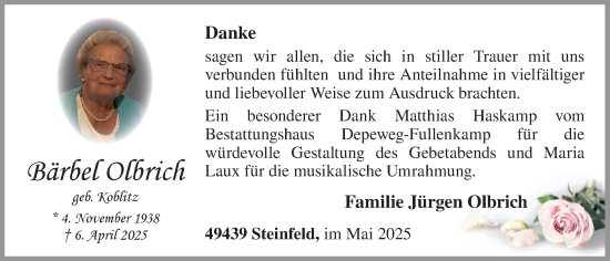 Anzeige von Bärbel Olbrich von OM-Medien