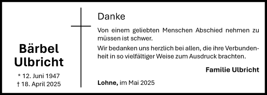 Anzeige von Bärbel Ulbricht von OM-Medien
