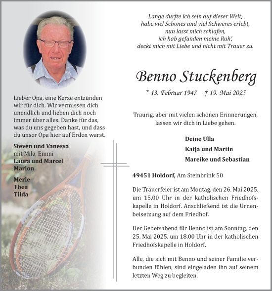 Anzeige von Benno Stuckenberg von OM-Medien