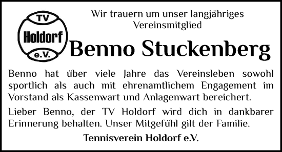Anzeige von Benno Stuckenberg von OM-Medien
