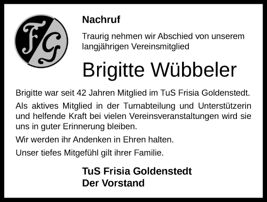 Anzeige von Brigitte Wübbeler von OM-Medien