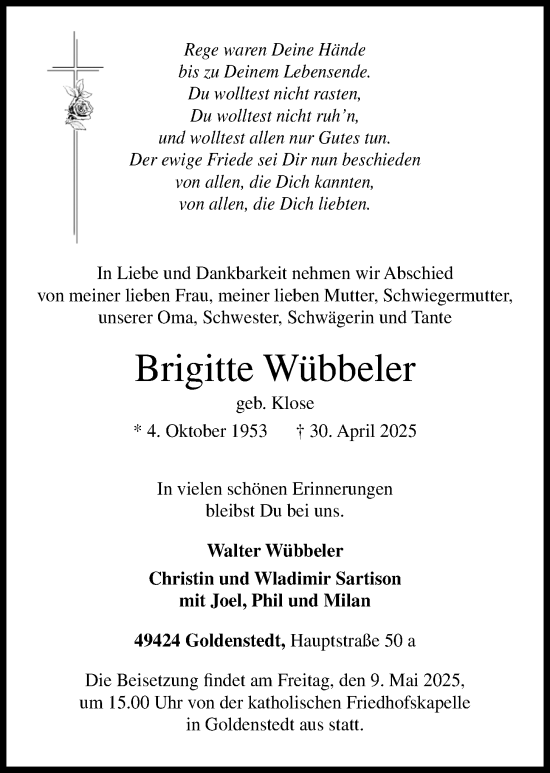 Anzeige von Brigitte Wübbeler von OM-Medien