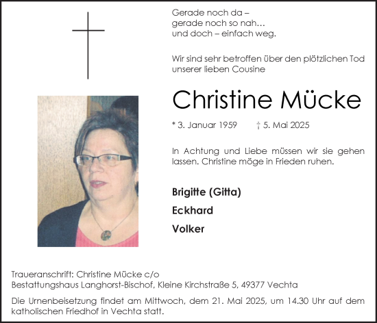 Anzeige von Christine Mücke von OM-Medien