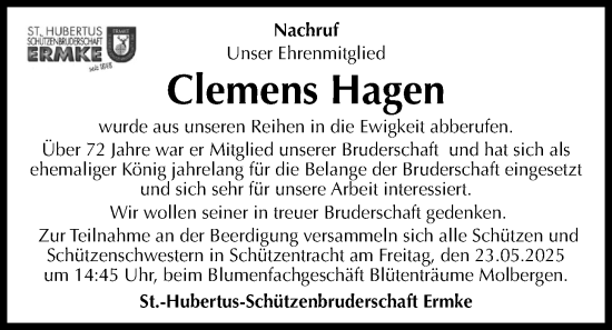 Anzeige von Clemens Hagen von OM-Medien